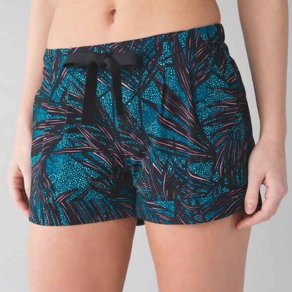 lululemon athletica Black and Teal Patterned Women Shorts - Picture 2 of 8